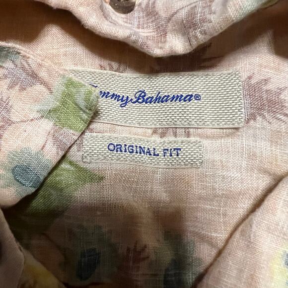 Tommy Bahama Shirt Mens Large Linen Floral Hawaiian Button Original Short Sleeve - Picture 5 of 7